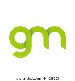 initial letter gm modern linked circle round lowercase logo green