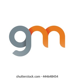 initial letter gm modern linked circle round lowercase logo orange gray
