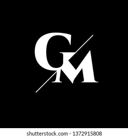 Initial Letter GM Monogram Sliced. Logo template isolated on black background