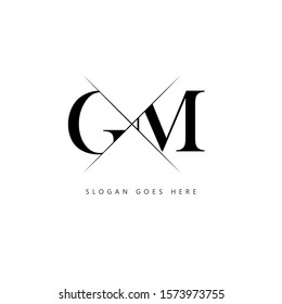 Initial letter gm sliced uppercase modern logo design template elements. Black letter Isolated on white background. Suitable for business, consulting group company.