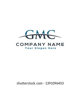 Initial letter GMC, overlapping movement swoosh horizon logo company design inspiration in blue and grey color vector