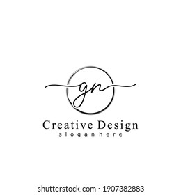 Initial letter GN calligraphy handwritten logo. Handwritten alphabet in the logo template. Letters and Alphabet for your logo design.