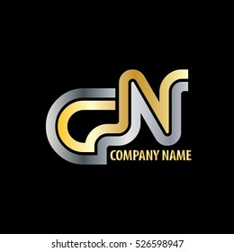 Initial Letter GN CN Linked Design Logo Silver Gold
