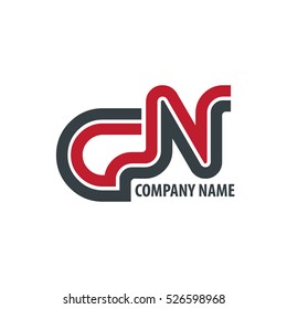 Initial Letter GN CN Linked Design Logo Black Silver