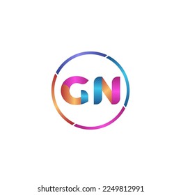 Initial letter GN curve rounded logo, gradient vibrant colorful glossy colors