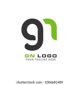 Initial Letter GN Linked Circle Lowercase Logo Black Blue Icon Design Template Element