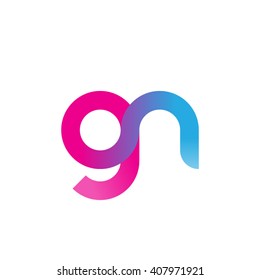initial letter gn linked circle lowercase logo pink blue purple