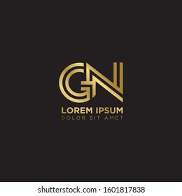 Initial Letter GN linked uppercase overlap modern gold logo vector design template. Suitable for business, consulting group company.