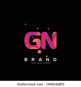 Initial letter GN logo with colorful background, letter combination logo design for creative industry, web, business and company. - Vector