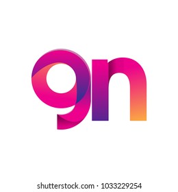 Initial Letter GN Logo Lowercase, magenta and orange, Modern and Simple Logo Design.