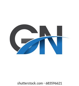 initial letter GN logotype company name colored blue and grey swoosh design. vector logo for business and company identity.
