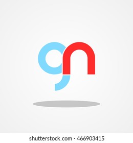 Initial letter GN lowercase logo design template blue sky red
