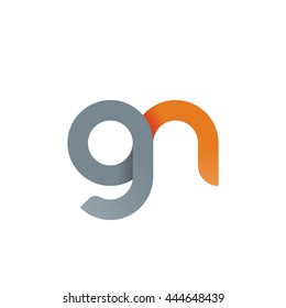 initial letter gn modern linked circle round lowercase logo orange gray