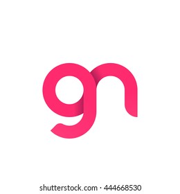 initial letter gn modern linked circle round lowercase logo pink