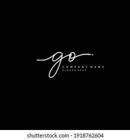 Letra inicial GO caligrafía logotipo manuscrito. Alfabeto escrito a mano en la plantilla de logotipo. Letras y alfabeto para el diseño de su logotipo.