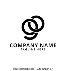 initial letter GO circle linked lowercase monogram black logo
