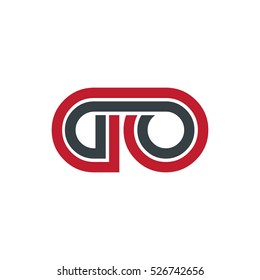 Initial Letter GO CO Linked Design Logo Red Black