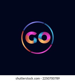Initial letter GO curve rounded logo, gradient vibrant colorful glossy colors