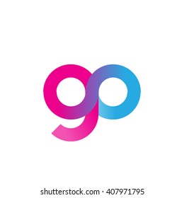 initial letter go linked circle lowercase logo pink blue purple