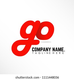 Initial Letter GO Linked Design Logo with line red sticker