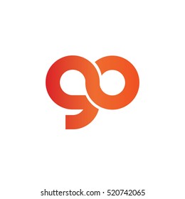 Initial Letter GO Linked Lowercase Logo Red Orange