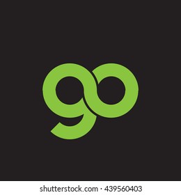 initial letter go linked round lowercase logo green