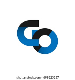 Initial letter GO logo design concept in blue and black color