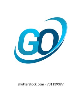 initial letter GO logotype company name colored blue swoosh design concept. vector logo for business and company identity.