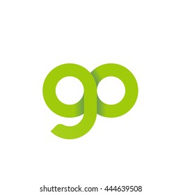 initial letter go modern linked circle round lowercase logo green