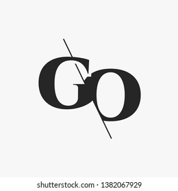 Initial Letter GO Monogram Sliced. Modern logo template isolated on gray background
