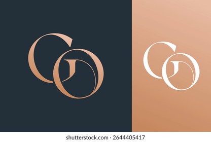Carta inicial GO OG logotipo design vetor ilustração para casal, casamento e negócios
