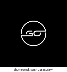 Initial letter GO OG minimalist art monogram circle shape logo, white color on black background.