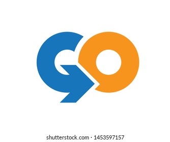 Initial letter GO, uppercase logo, vector