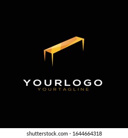 I initial letter gold elegant 3D logo