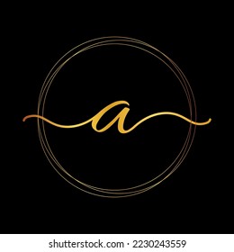 initial A letter gold logo, initial beauty logo, handwriting of initial signature vector logo template