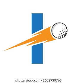 Initial Letter I Golf Logo Design With Speed Icon. Hockey Sports Academy Sign, Club Symbol