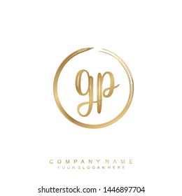 Initial letter GP beautiful handwriting logo vector template