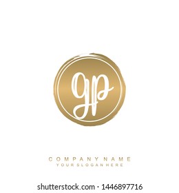 Initial letter GP beautiful handwriting logo vector template