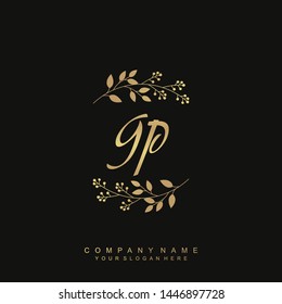 Initial letter GP beautiful handwriting logo vector template