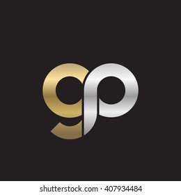 initial letter gp linked circle lowercase logo gold silver black background
