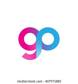 initial letter gp linked circle lowercase logo pink blue purple