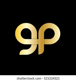 Initial Letter GP Linked Rounded Circle Lowercase Logo Gold