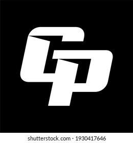Initial letter GP logo template with sporty modern cut font illustration in flat design monogram symbol