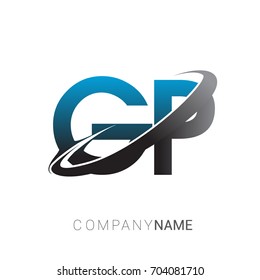 initial letter GP logotype company name colored blue and grey swoosh design. logo design for business and company identity.