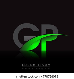 initial letter GP logotype company name colored green and black swoosh design. vector logo for business and company identity.
