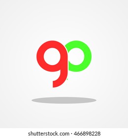 Initial letter GP lowercase logo design template red green