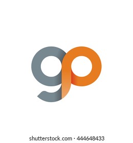 initial letter gp modern linked circle round lowercase logo orange gray