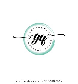 Initial letter GQ beautiful handwriting logo vector template