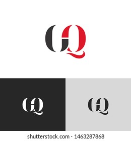 Initial Letter gq g q uppercase modern logo design template elements. red letter Isolated on black white grey background. Suitable for business, consulting group company.