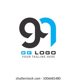 Initial Letter GQ Linked Circle Lowercase Logo Black Blue Icon Design Template Element